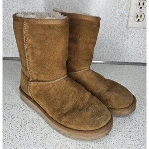 Koolaburra by UGG Koola Short Boots Suede Faux Fur Lined Chestnut Women's Size 7